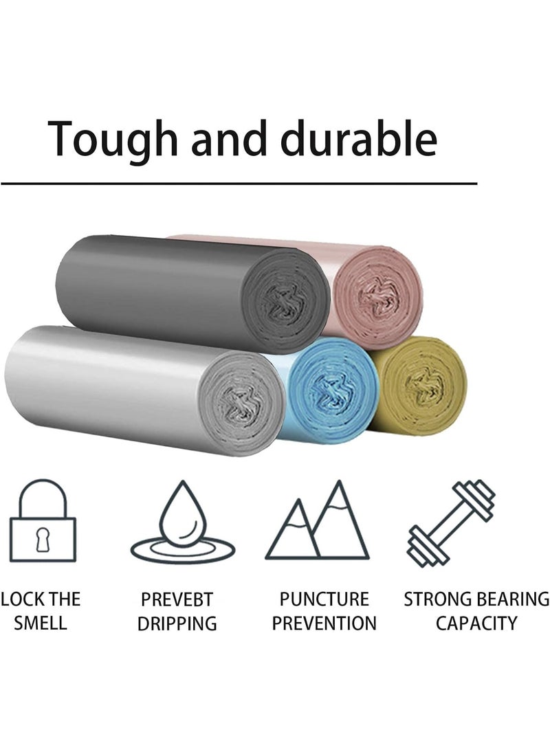 5 لفات أكياس قمامة قابلة للتصريف بمقابض - أكياس نفايات متينة ومقاومة للتسرب للاستخدام المنزلي والمكتبي (100 كيس إجمالاً) - Image 4